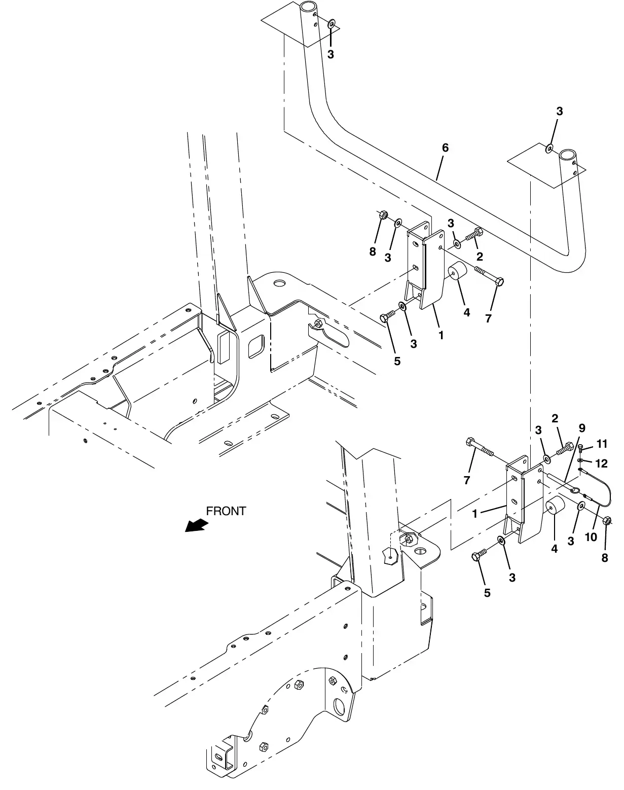 Tennant M20 rear squeegee guard group exploded view