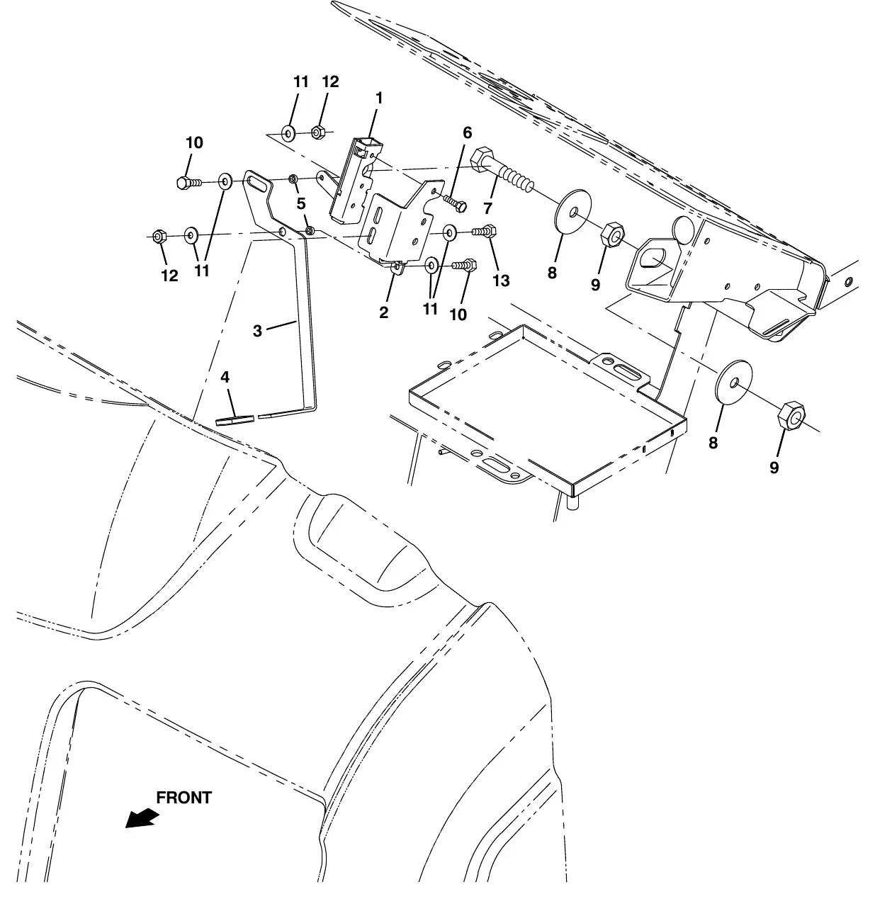 Tennant M20 front cover latch group exploded view