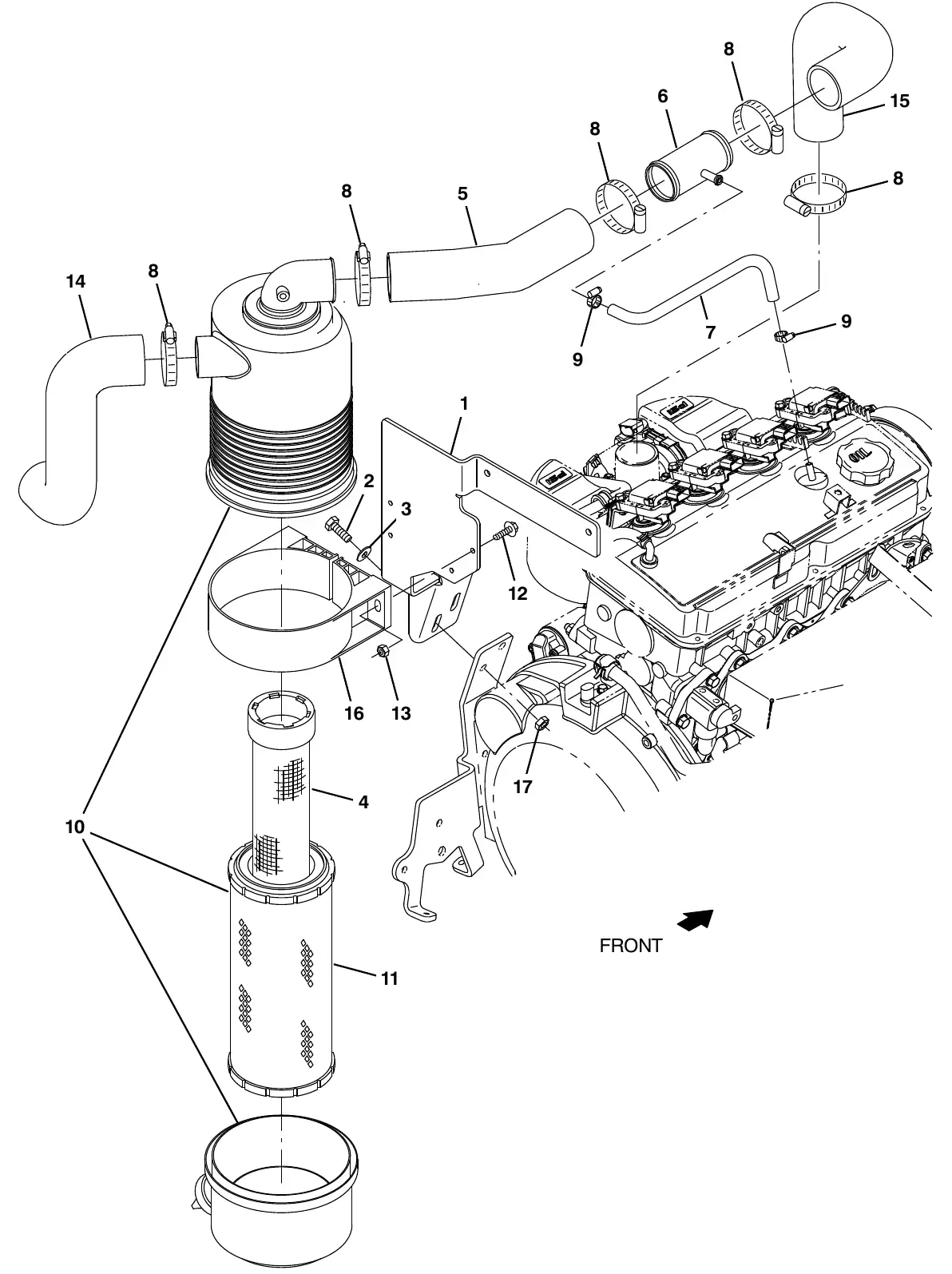 Tennant M20 mitsubishi engine air cleaner group, gasoline exploded view