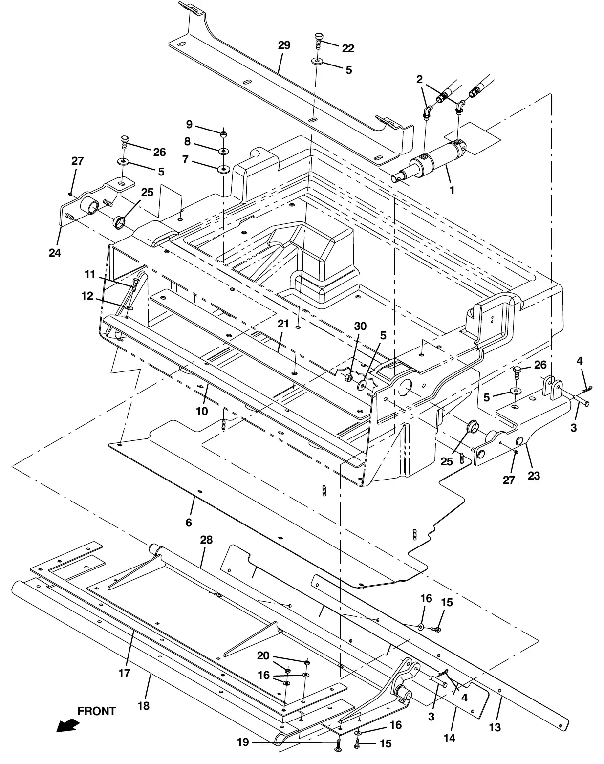 Tennant M20 hopper door group exploded view