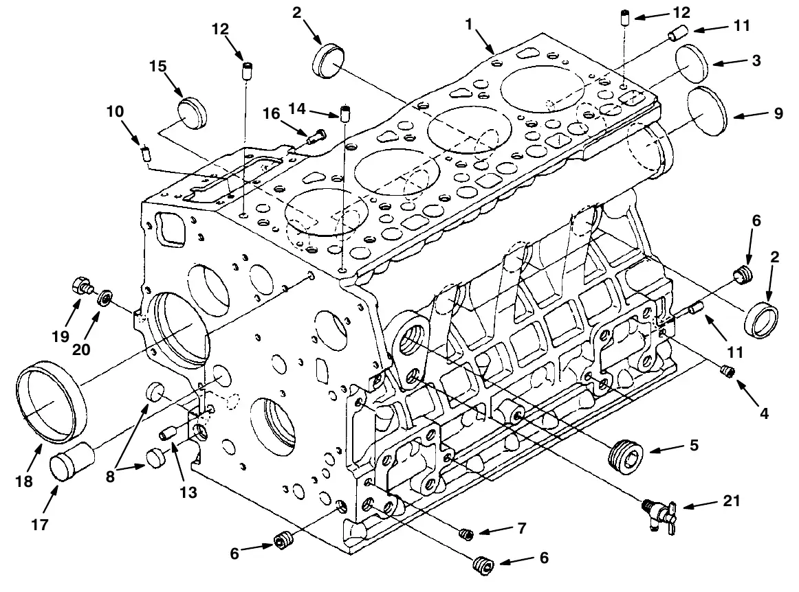 Tennant M20 crankcase group exploded view