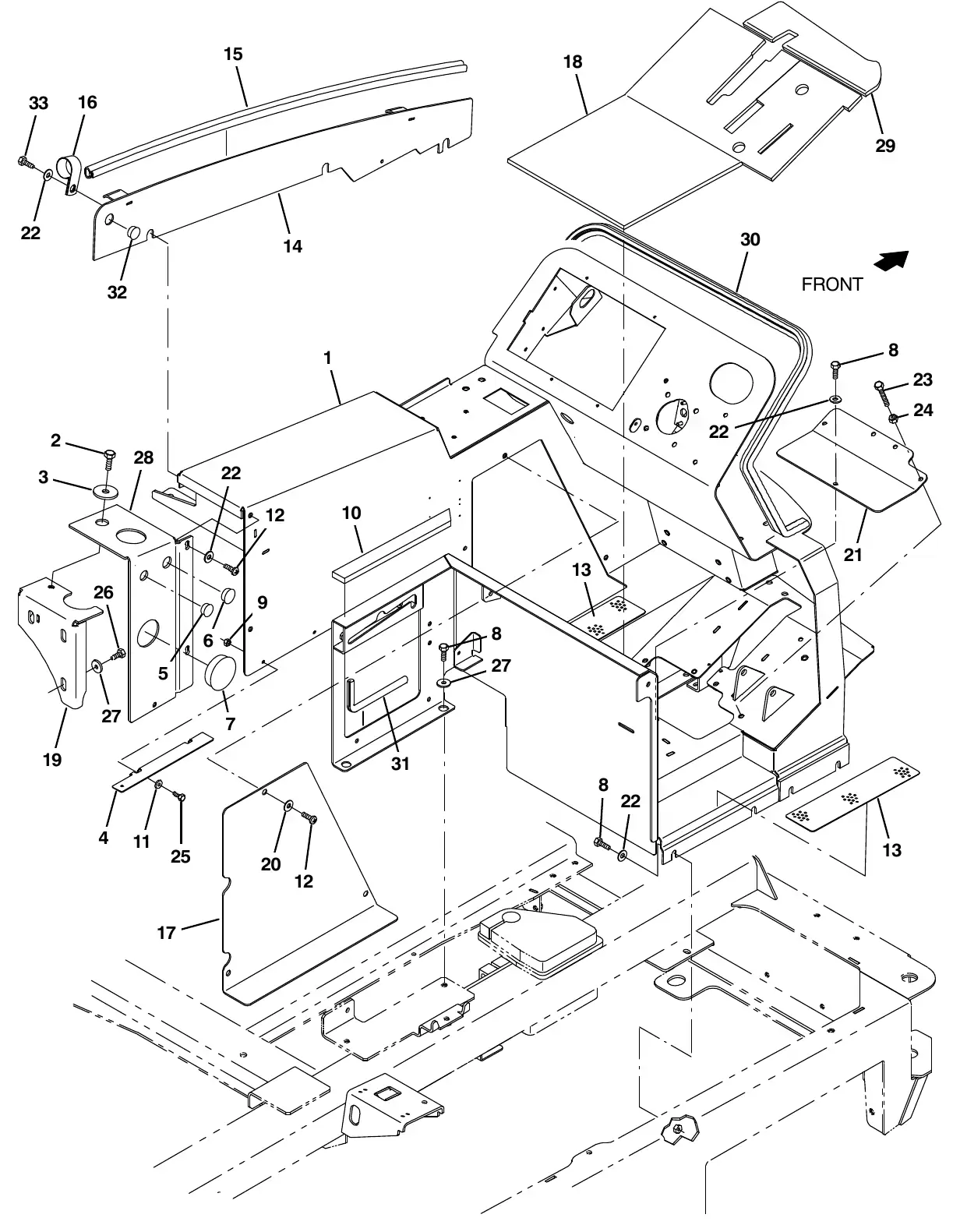 Tennant M20 operator station group exploded view