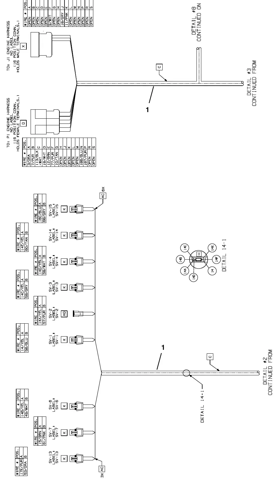 Tennant M20 electrical wire harness group, main ( s/n 014001 - ) exploded view (page 3)