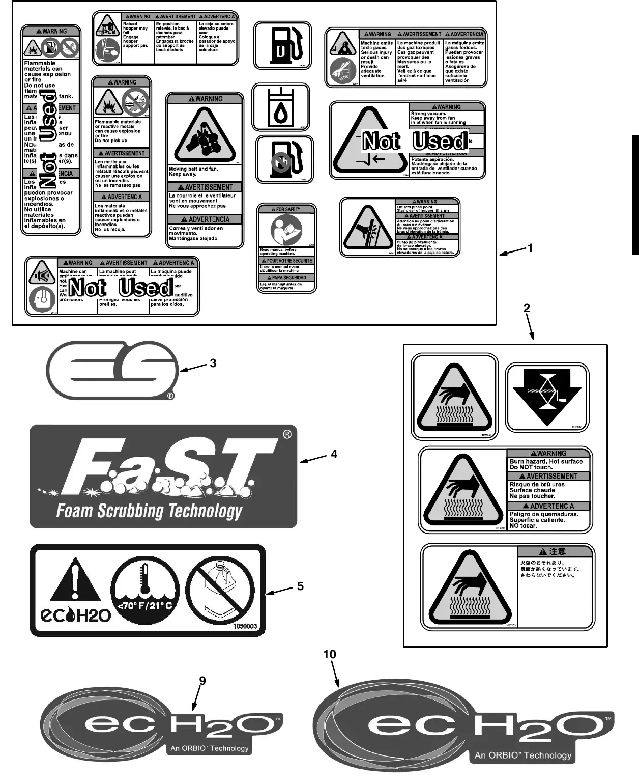 Tennant M20 label group exploded view
