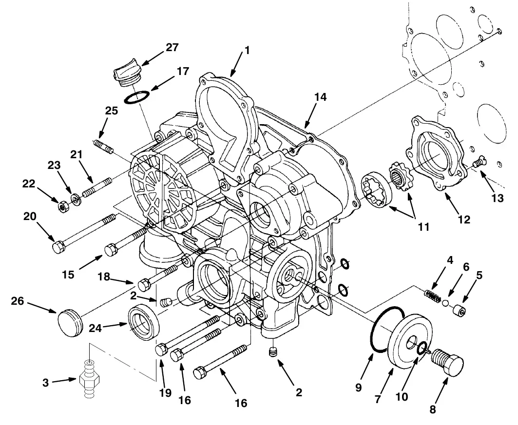Tennant M20 gear case group exploded view