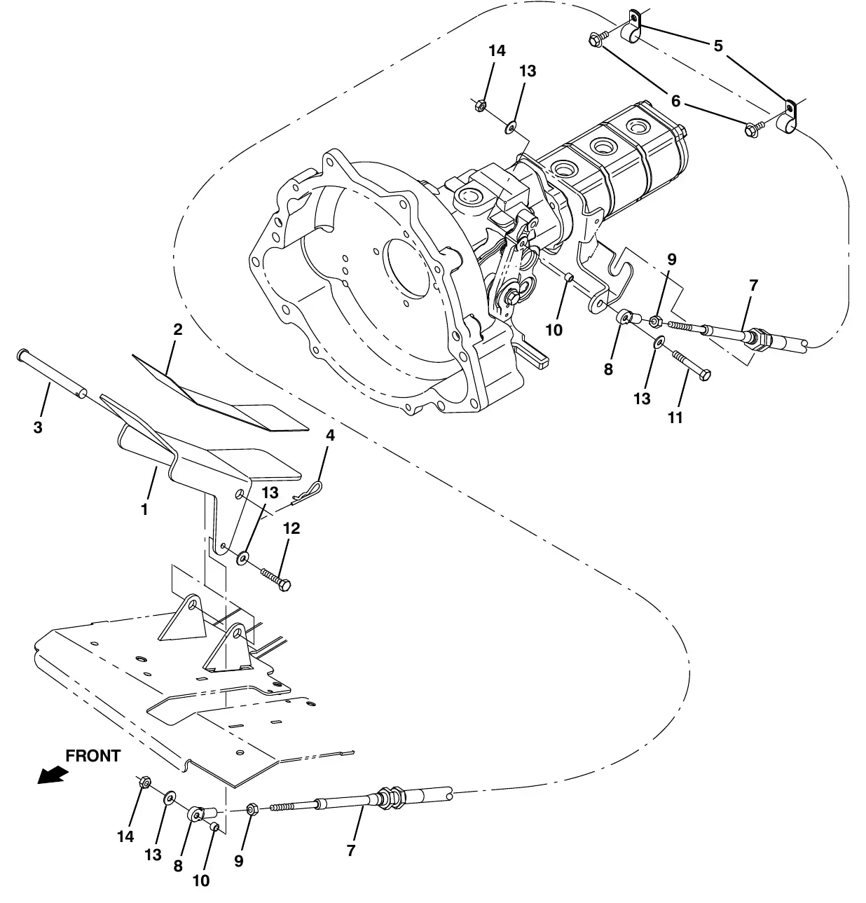 Tennant M20 directional pedal group exploded view