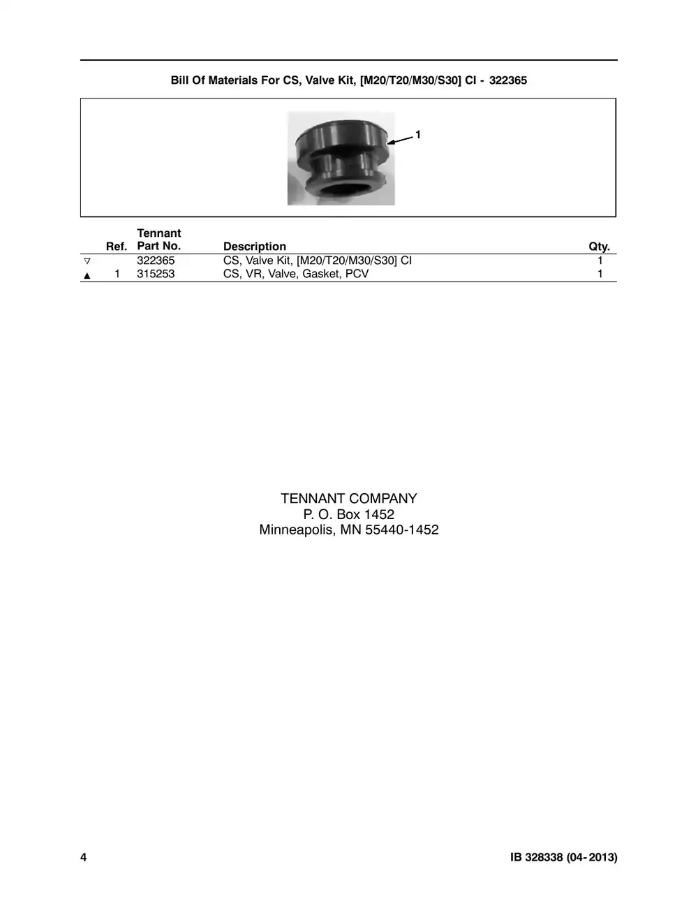 Tennant M20 instruction bulletin 328338, page 4 of 4