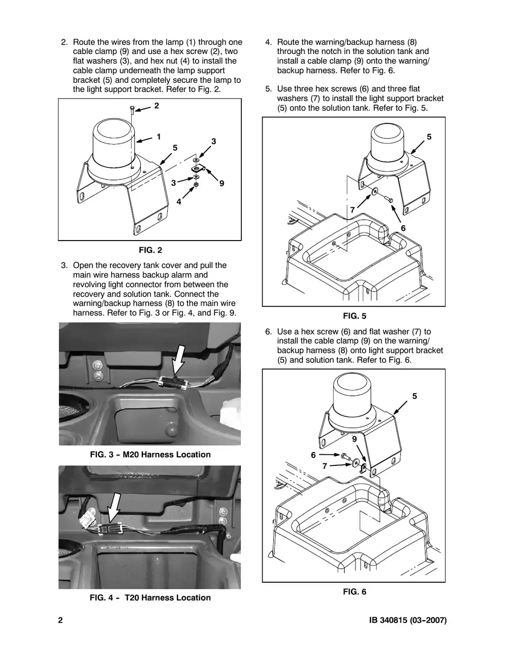 Tennant M20 instruction bulletin 340815, page 2 of 4