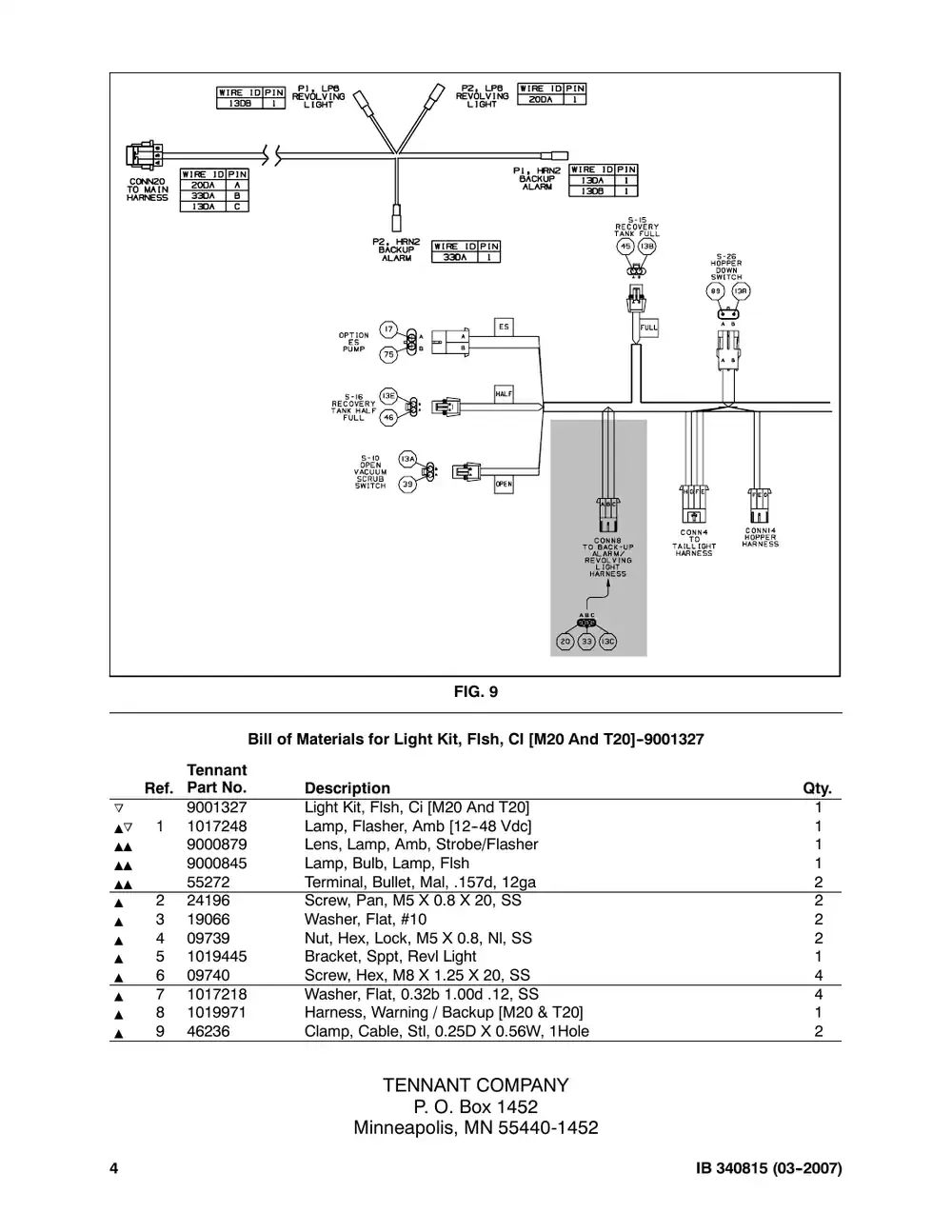 Tennant M20 instruction bulletin 340815, page 4 of 4