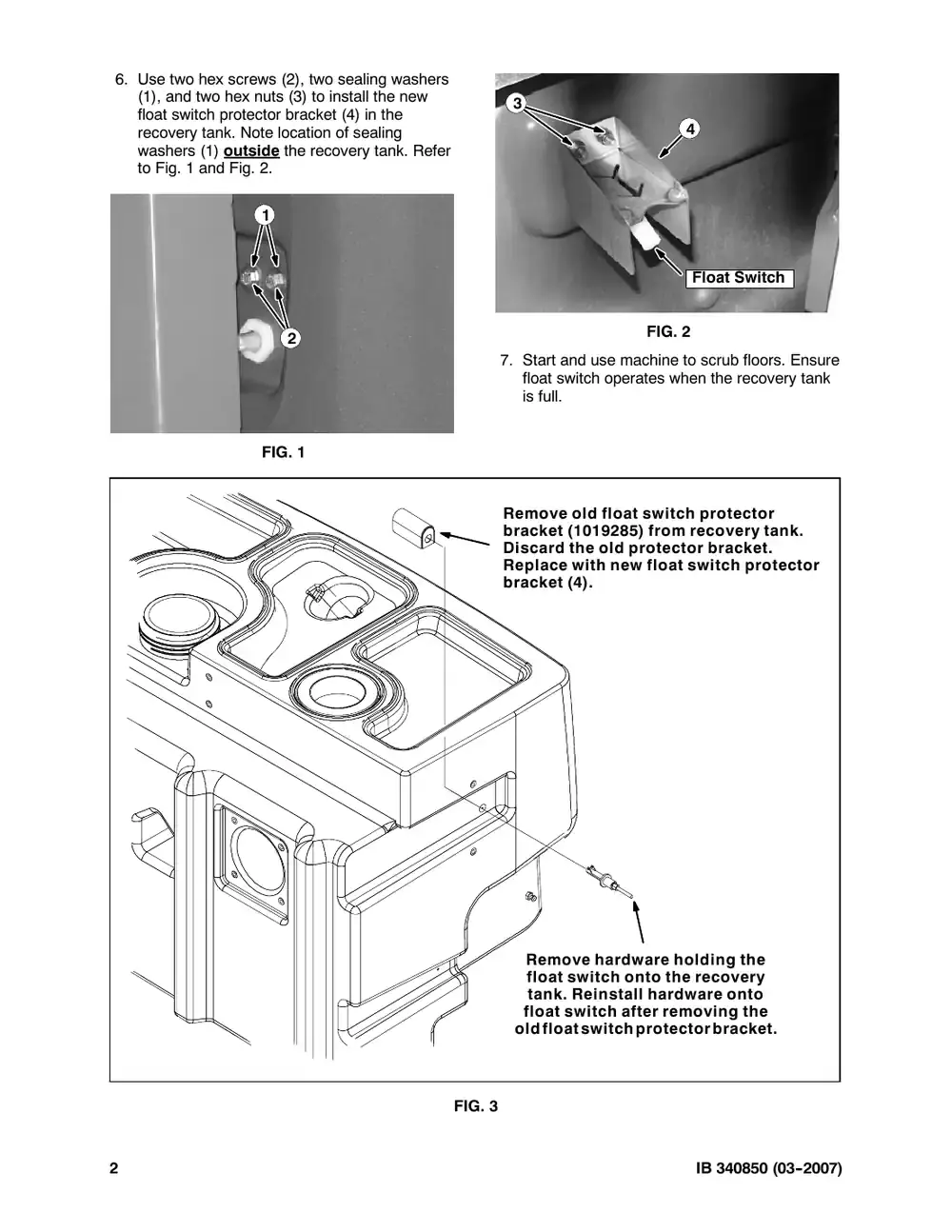 Tennant M20 instruction bulletin 340850, page 2 of 3