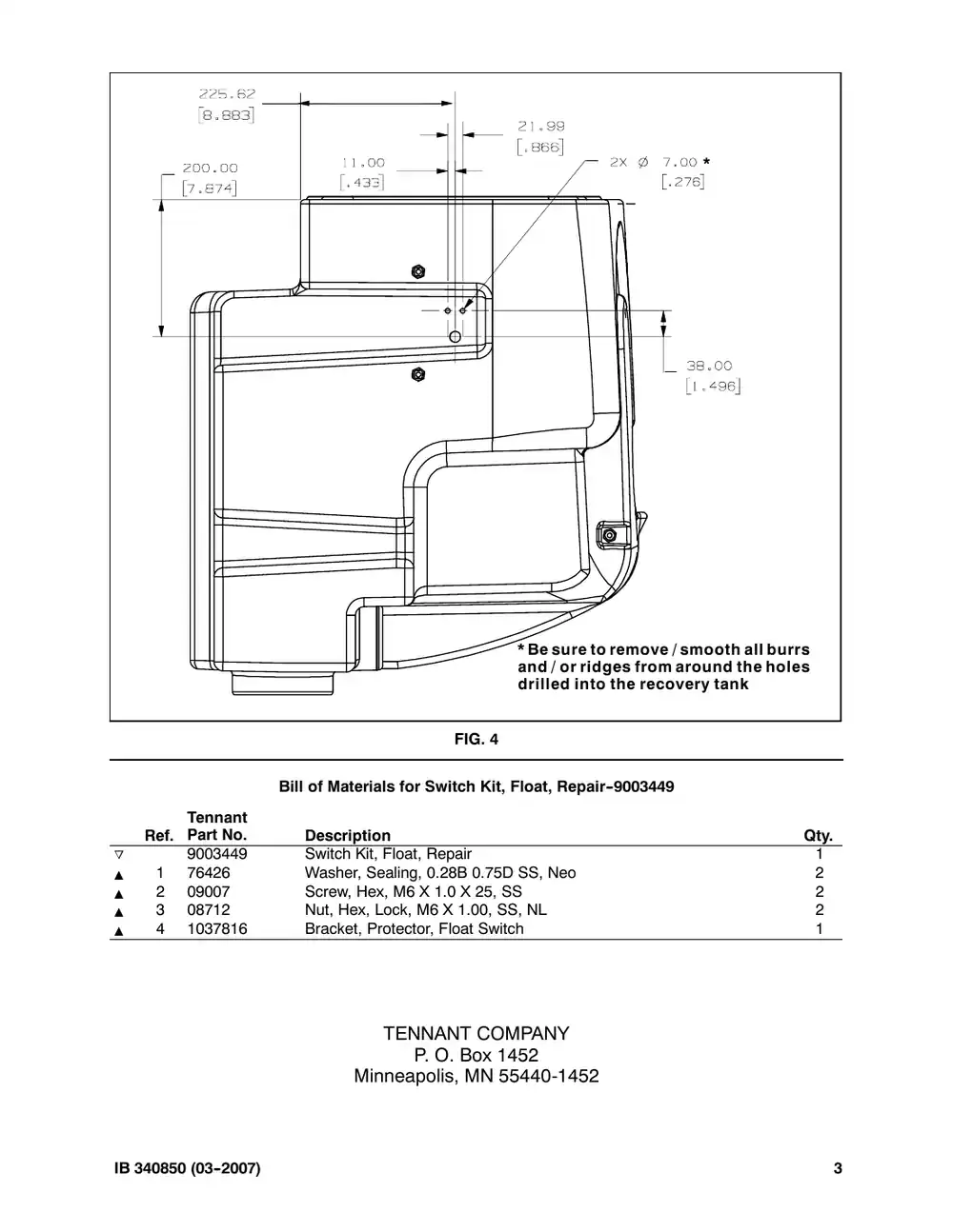 Tennant M20 instruction bulletin 340850, page 3 of 3
