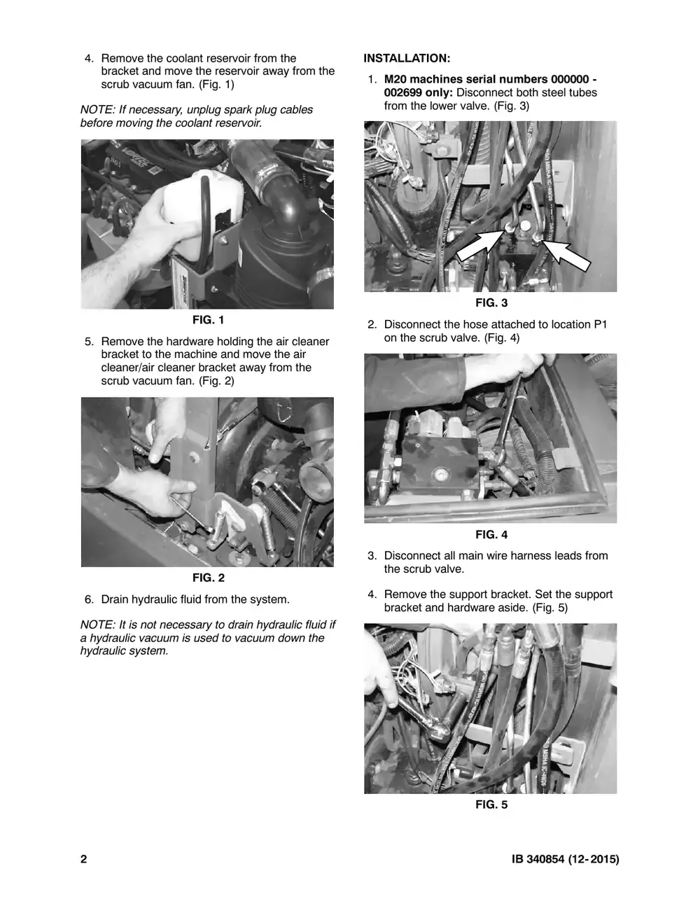 Tennant M20 instruction bulletin 340854, page 2 of 11