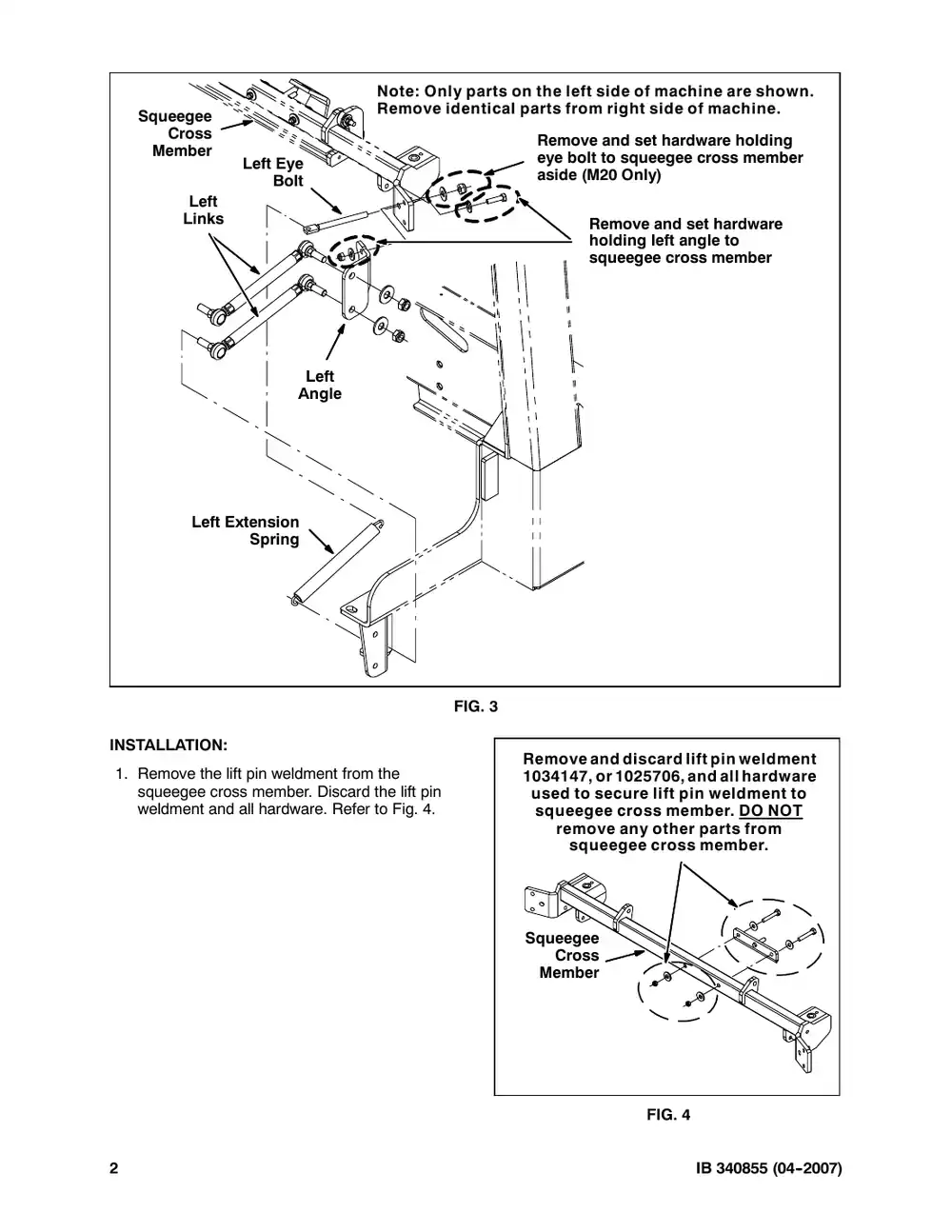 Tennant M20 instruction bulletin 340855, page 2 of 4