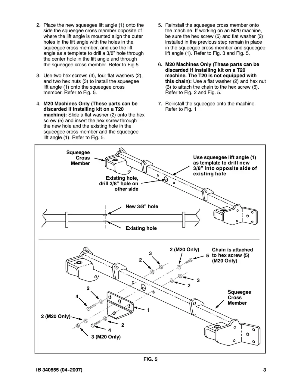 Tennant M20 instruction bulletin 340855, page 3 of 4