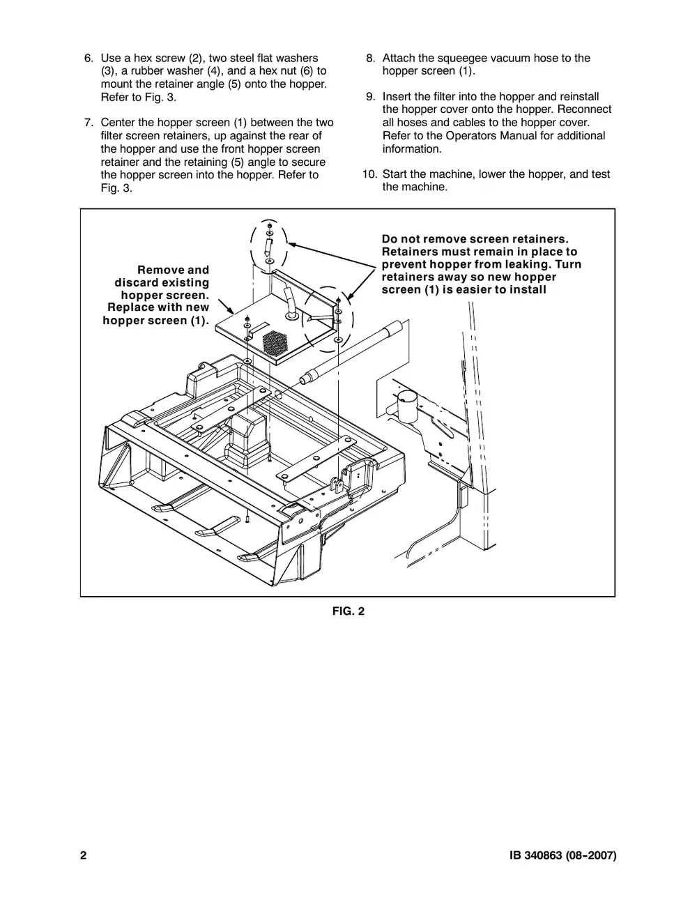 Tennant M20 instruction bulletin 340863, page 2 of 4