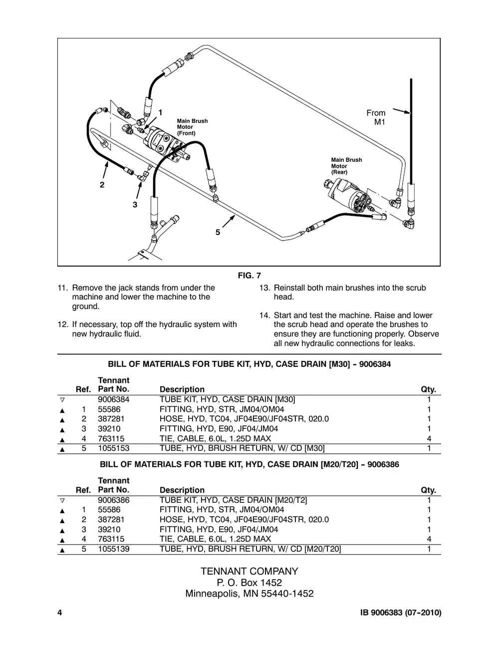 Tennant M20 instruction bulletin 9006383, page 4 of 4