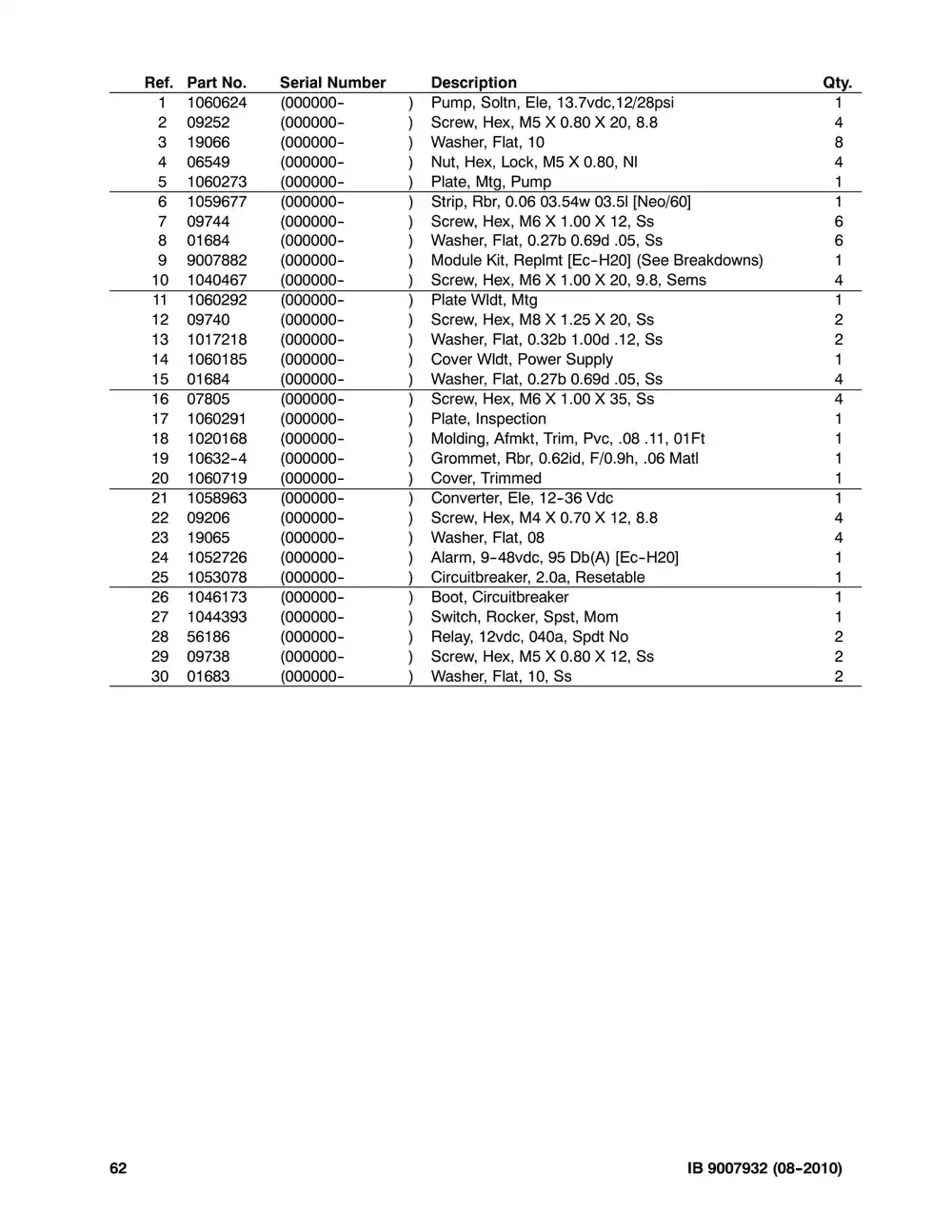 Tennant M20 instruction bulletin 9007932, page 62 of 72