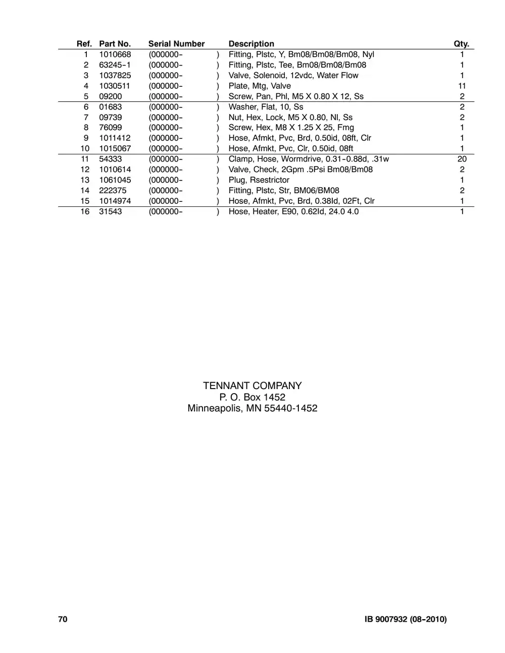 Tennant M20 instruction bulletin 9007932, page 70 of 72