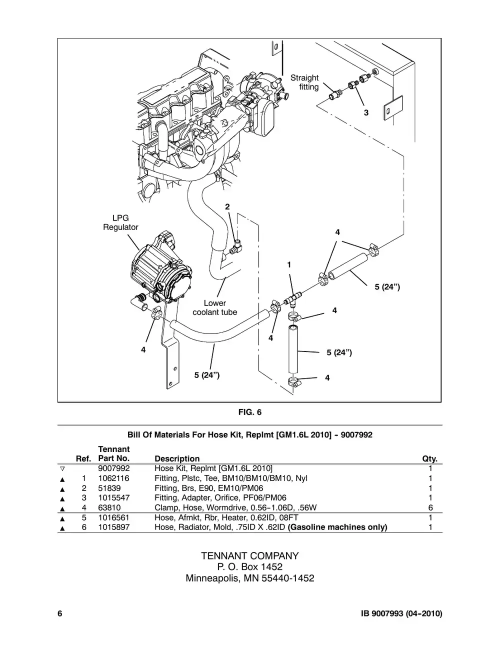 Tennant M20 instruction bulletin 9007993, page 6 of 6