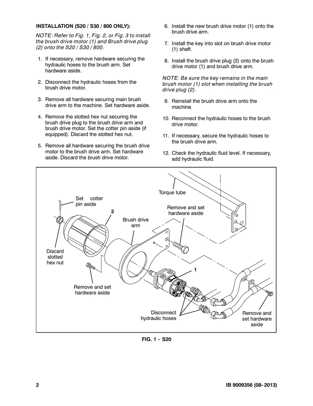 Tennant M20 instruction bulletin 9009356, page 2 of 8