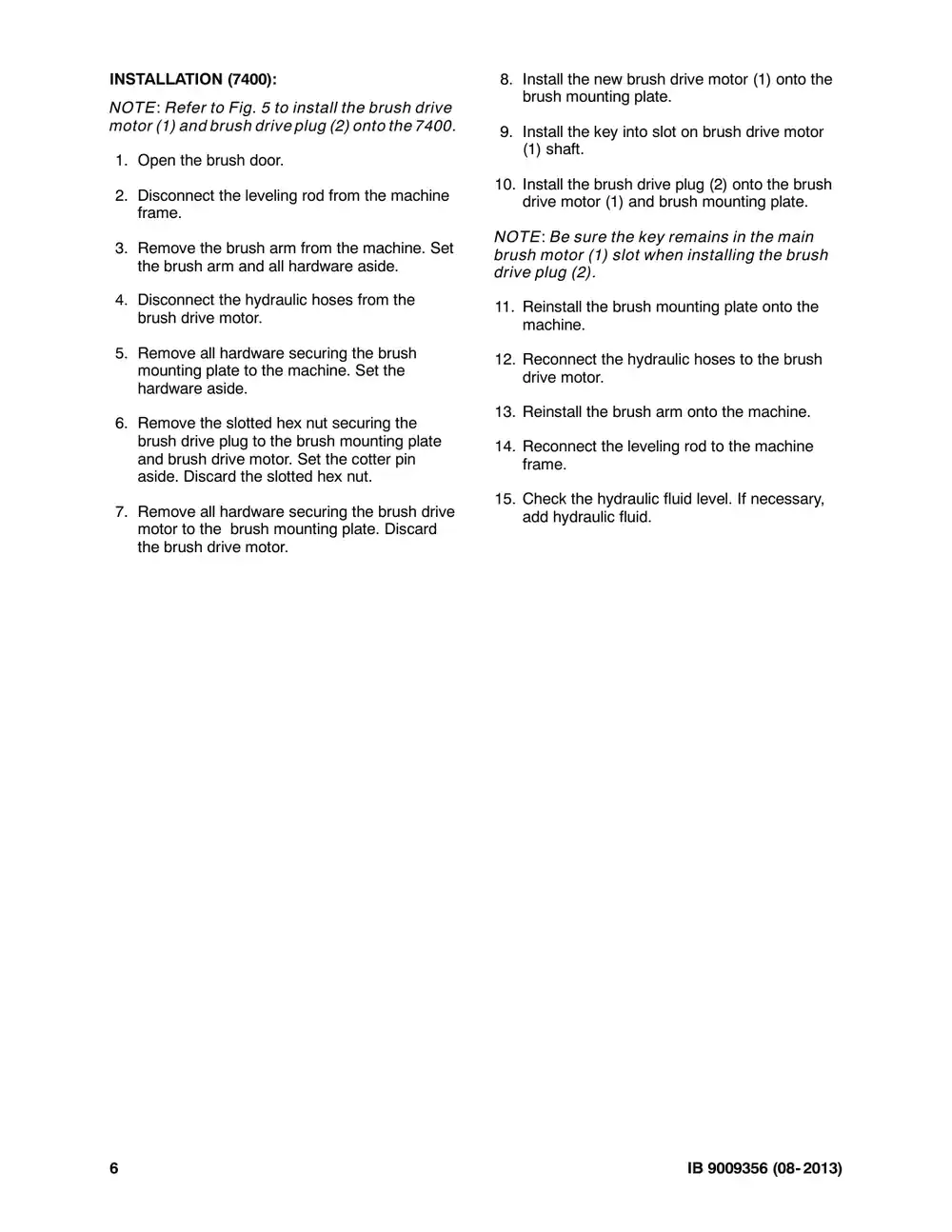 Tennant M20 instruction bulletin 9009356, page 6 of 8
