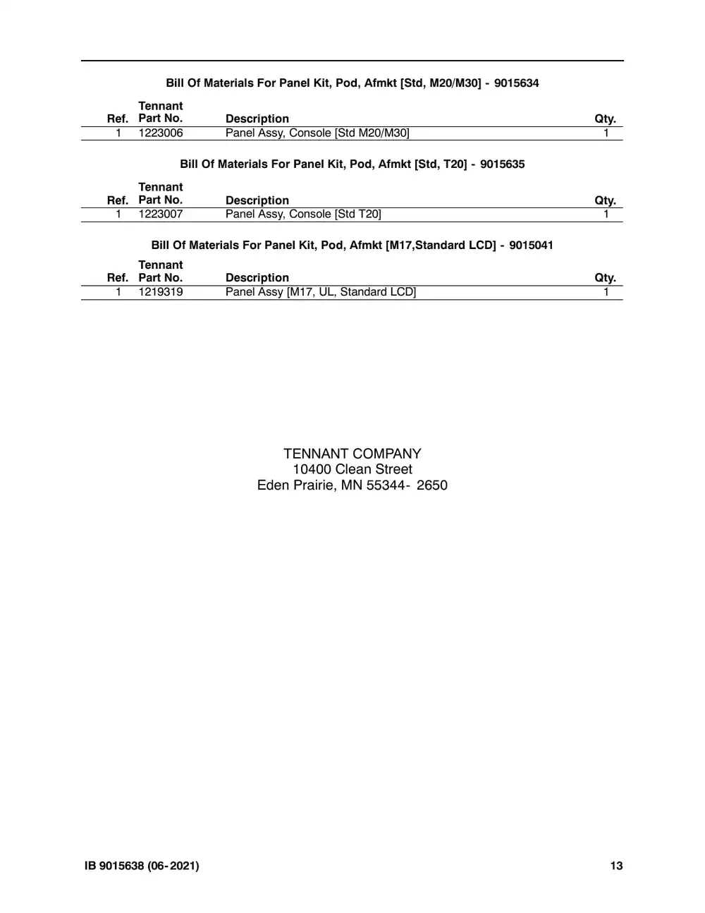 Tennant M20 instruction bulletin 9015638, page 13 of 13
