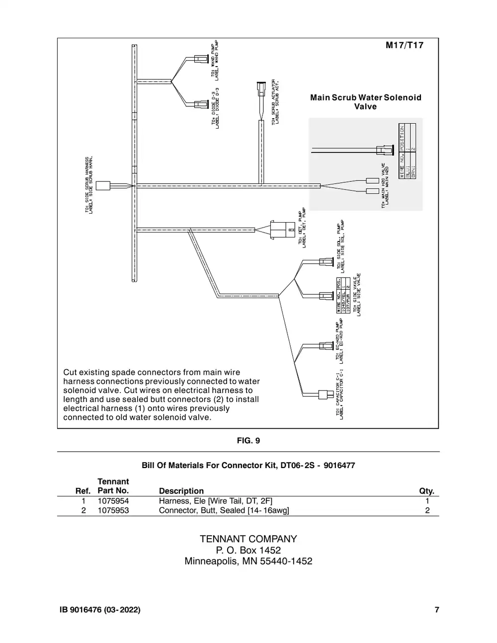 Tennant M20 instruction bulletin 9016476, page 7 of 7