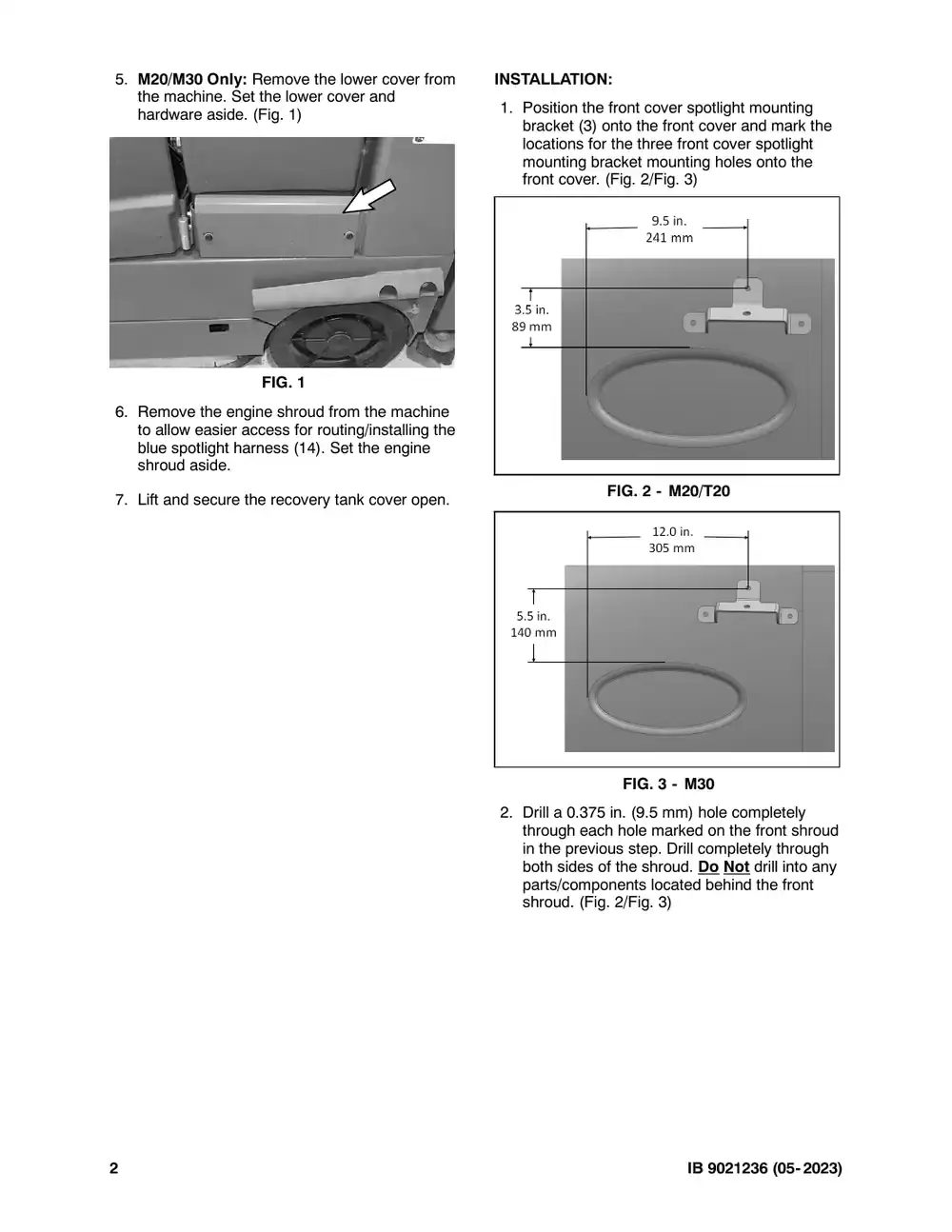 Tennant M20 instruction bulletin 9021236, page 2 of 11