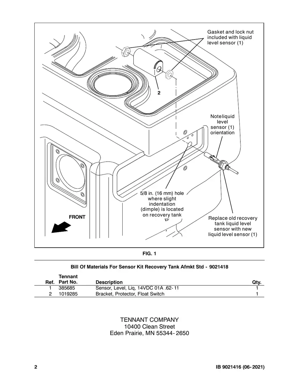 Tennant M20 instruction bulletin 9021416, page 2 of 2