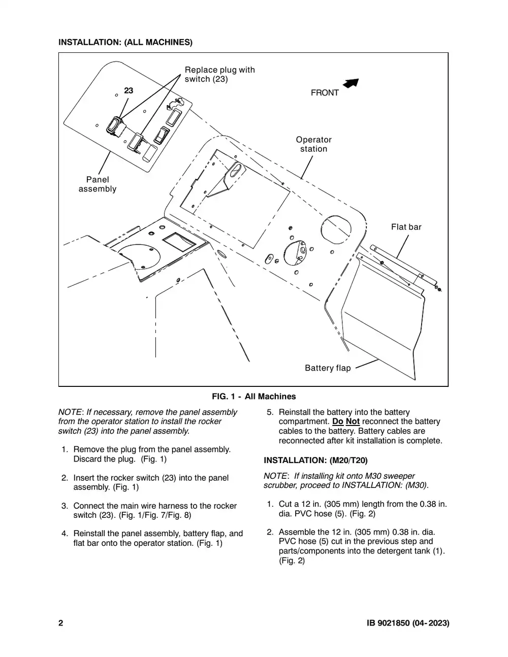 Tennant M20 instruction bulletin 9021850, page 2 of 11