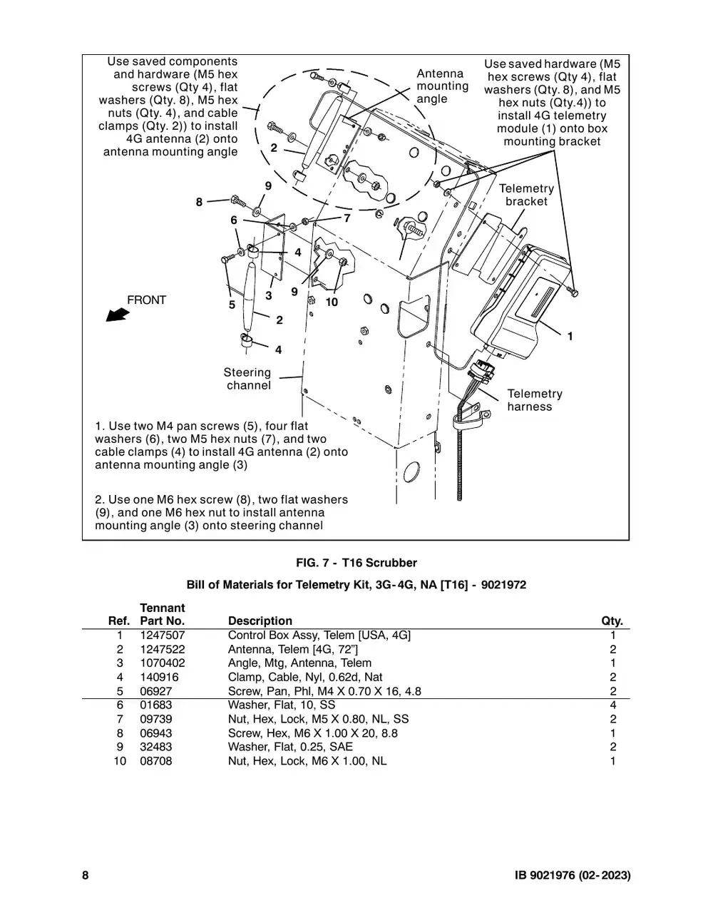 Tennant M20 instruction bulletin 9021976, page 8 of 12
