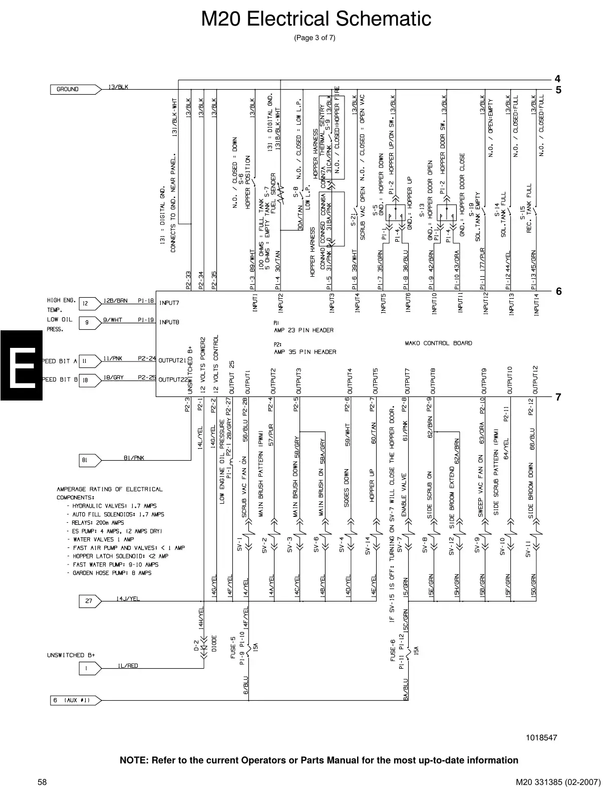 Tennant M20 service manual page 58: Electrical schematic