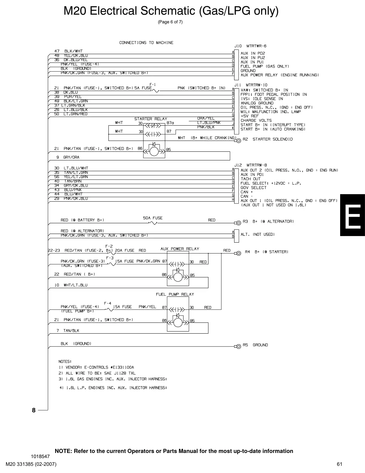 Tennant M20 service manual page 61: Electrical schematic