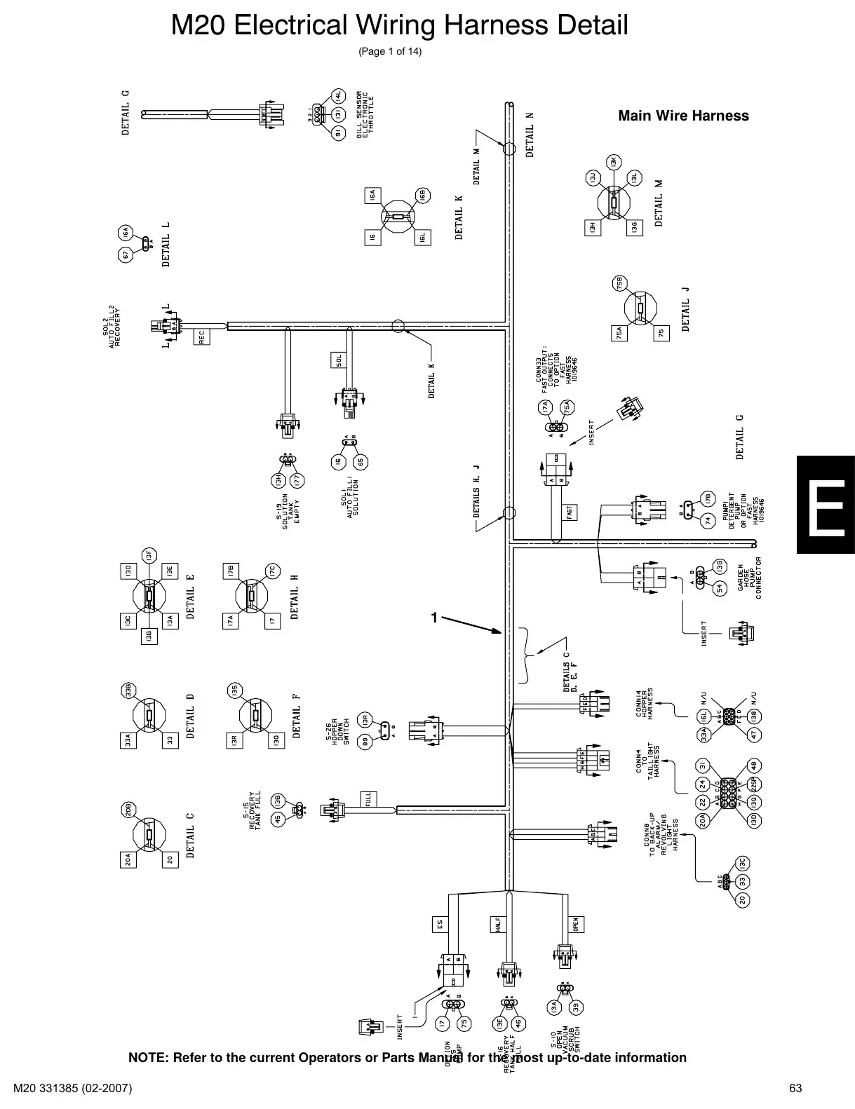 Tennant M20 service manual page 63: Main wire harness