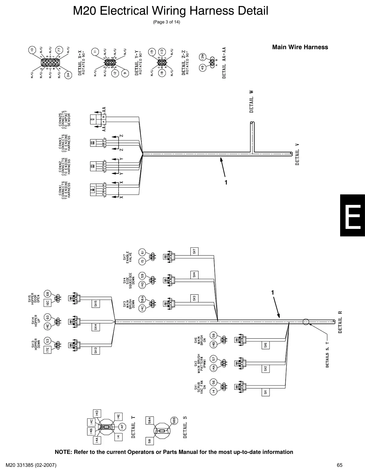 Tennant M20 service manual page 65: Main wire harness