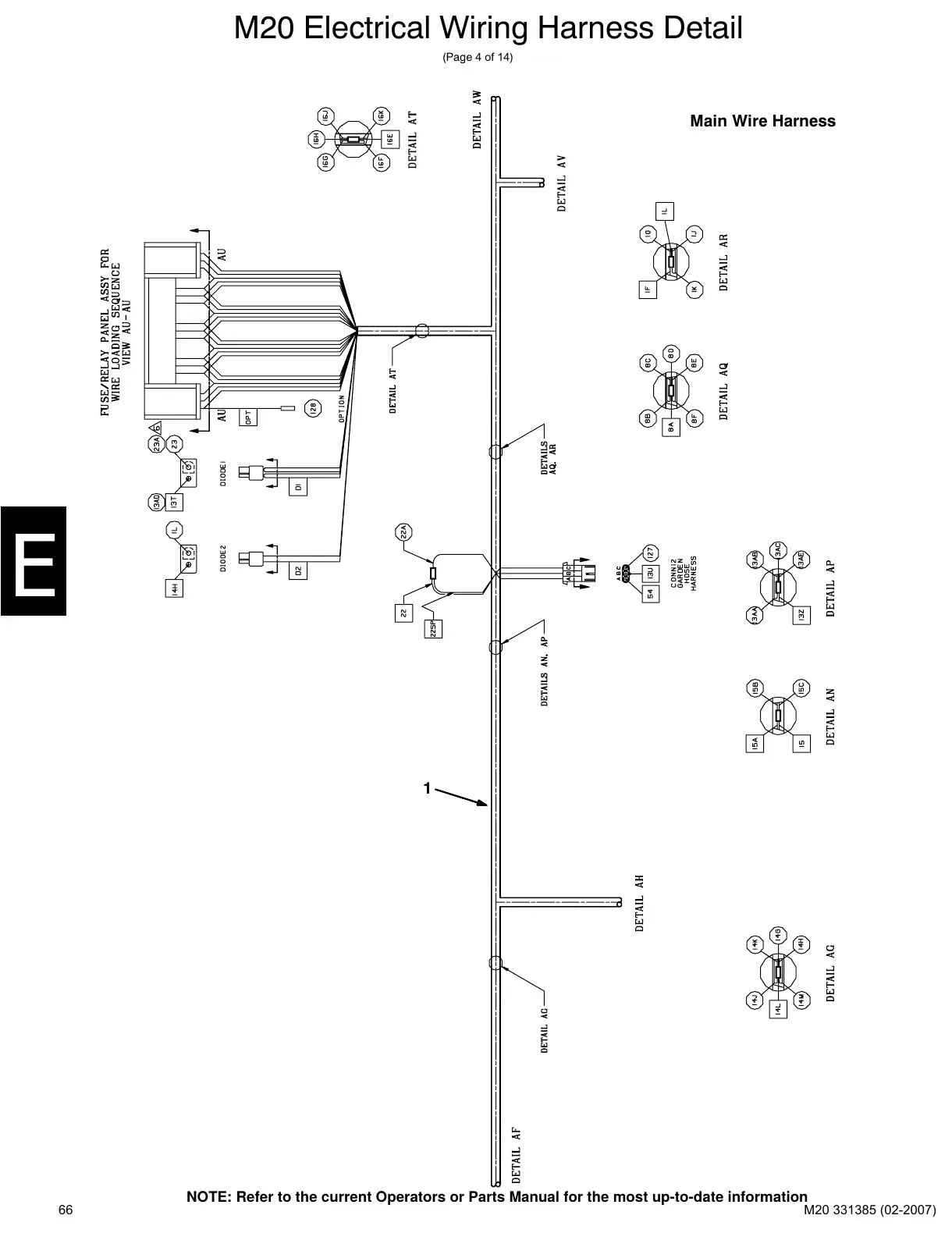 Tennant M20 service manual page 66: Main wire harness