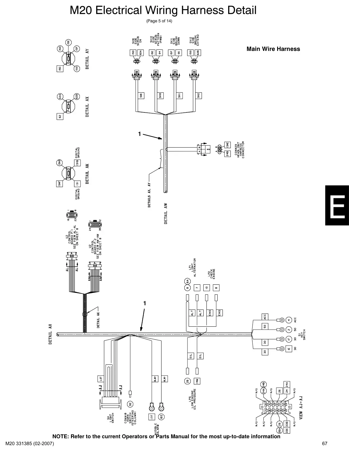 Tennant M20 service manual page 67: Main wire harness