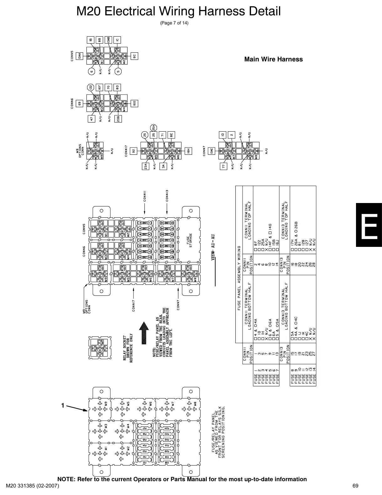 Tennant M20 service manual page 69: Main wire harness