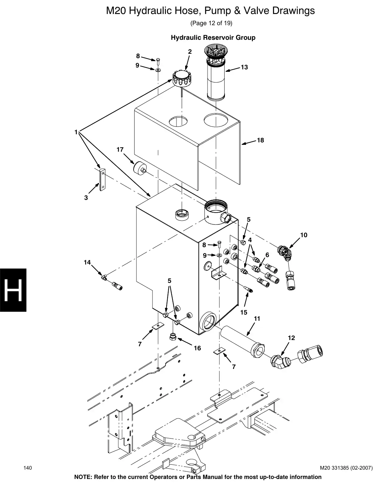 Tennant M20 service manual page 140: Reservoir group