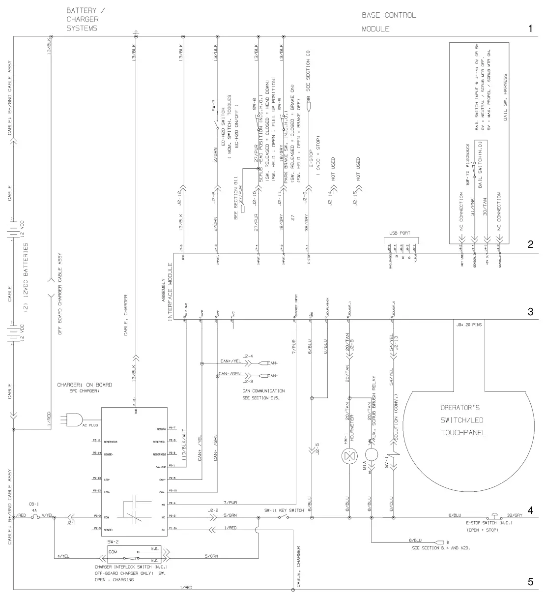 Nobles Speed Scrub 300 electrical diagram, propel model, page 1 of 3, manual page 100