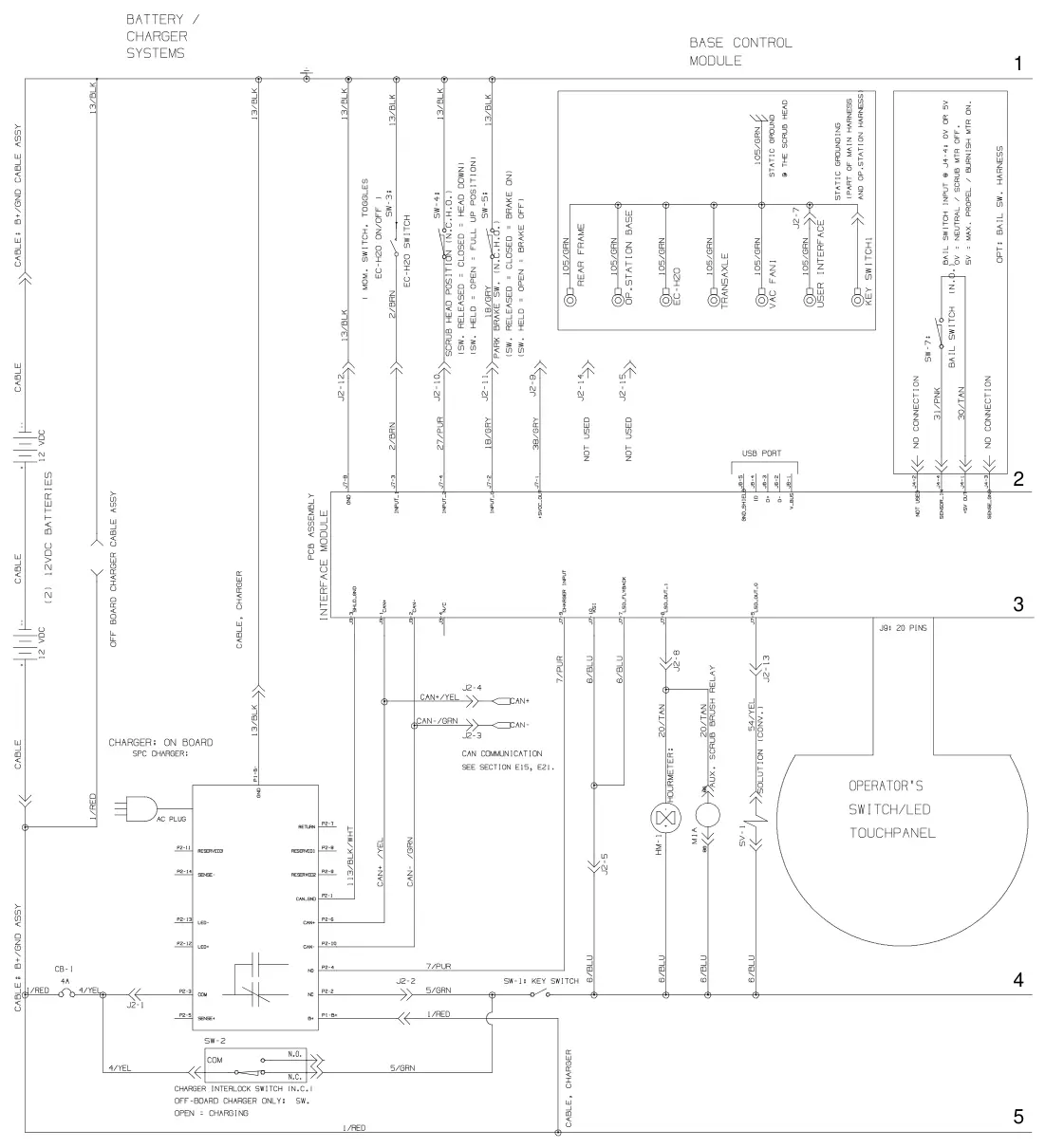 Nobles Speed Scrub 300 electrical diagram, push model, page 1 of 3, manual page 103