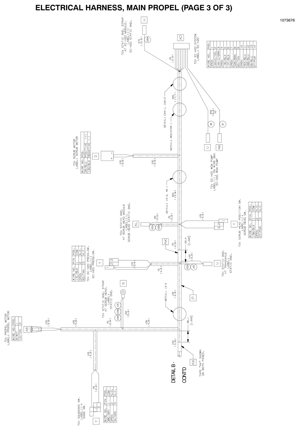 Nobles Speed Scrub 300 electrical harness, main propel, extra drawing, manual page 108