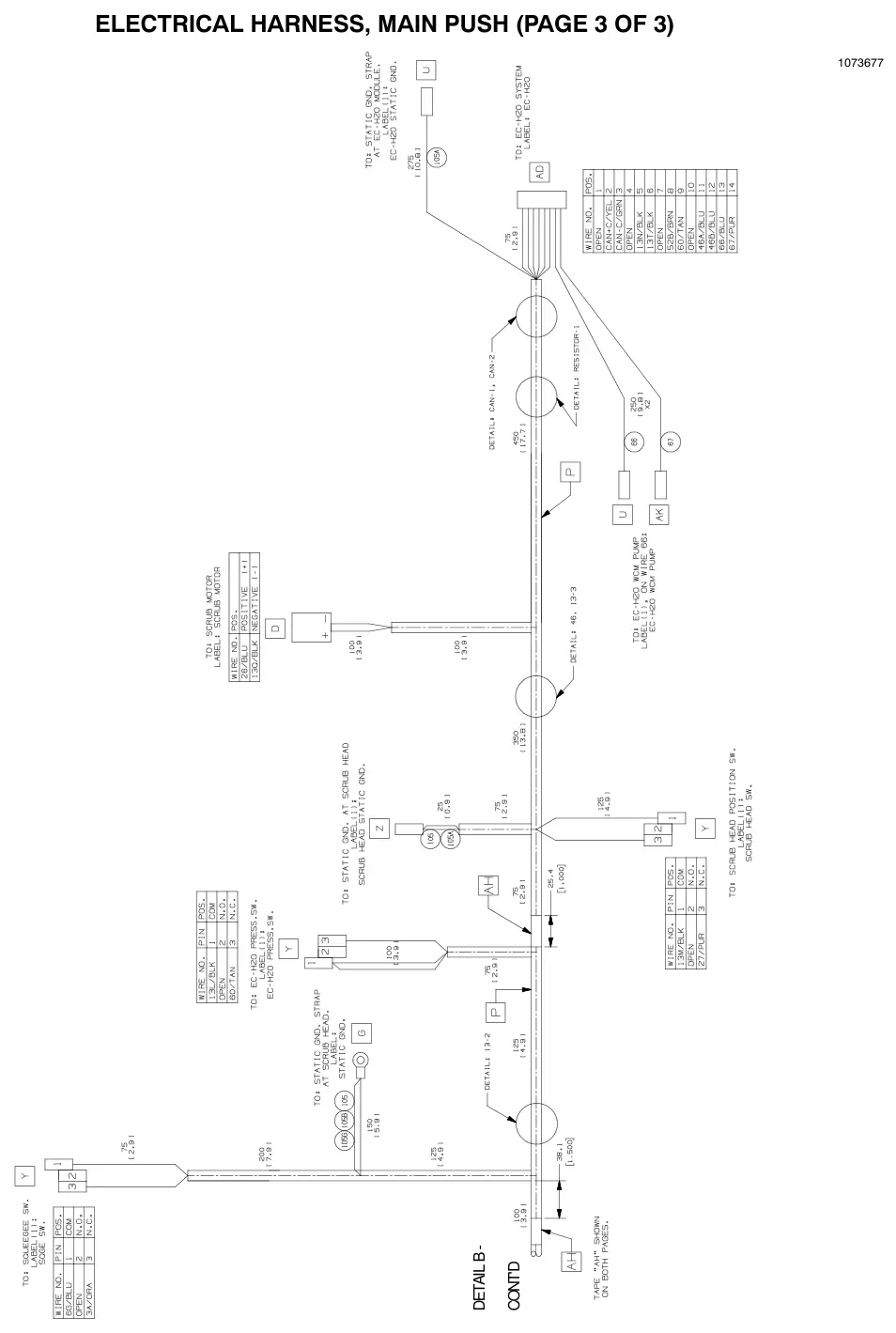 Nobles Speed Scrub 300 electrical harness, main push, extra drawing, manual page 112