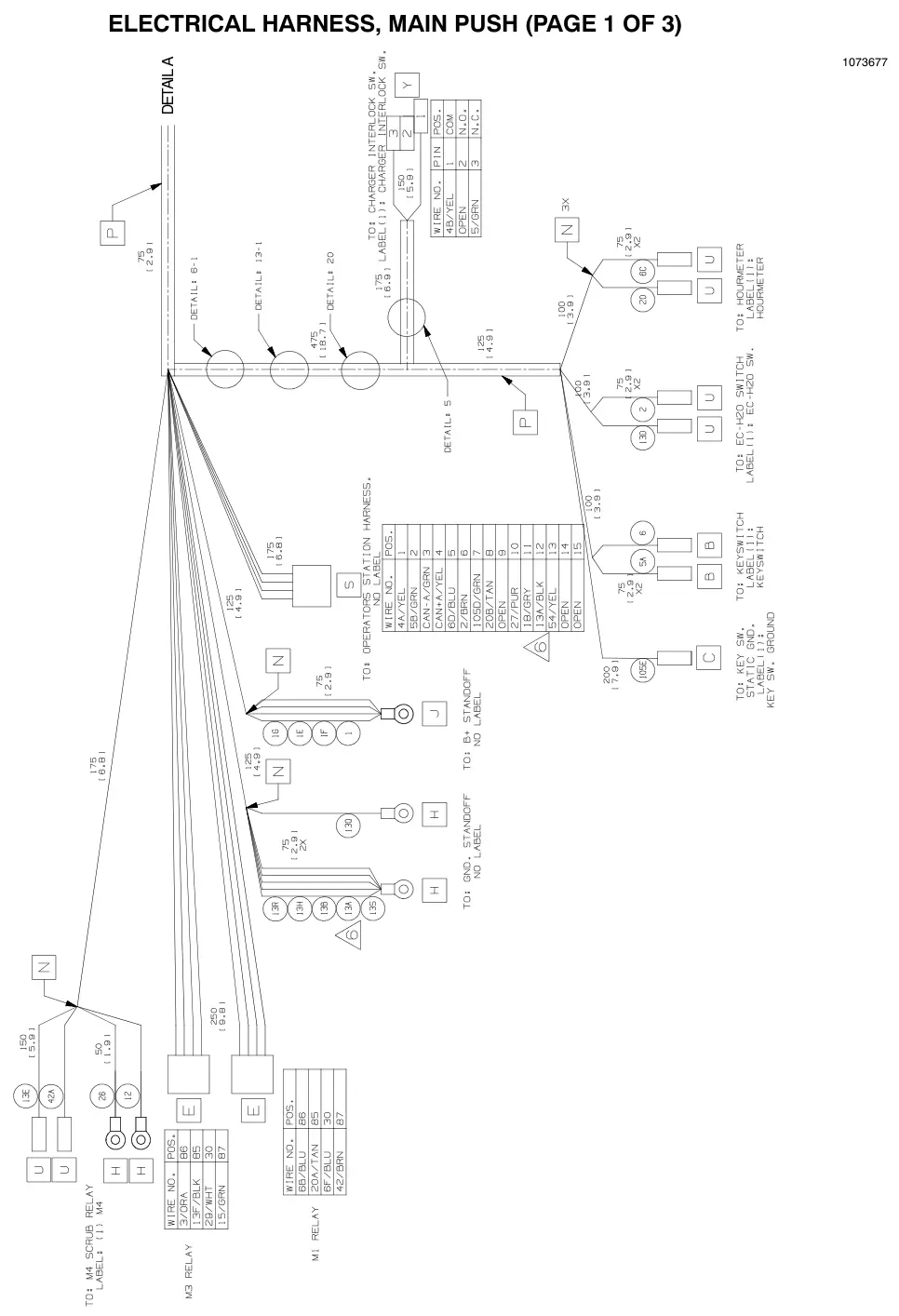 Nobles Speed Scrub 300 electrical harness, main push (drawing), manual page 110