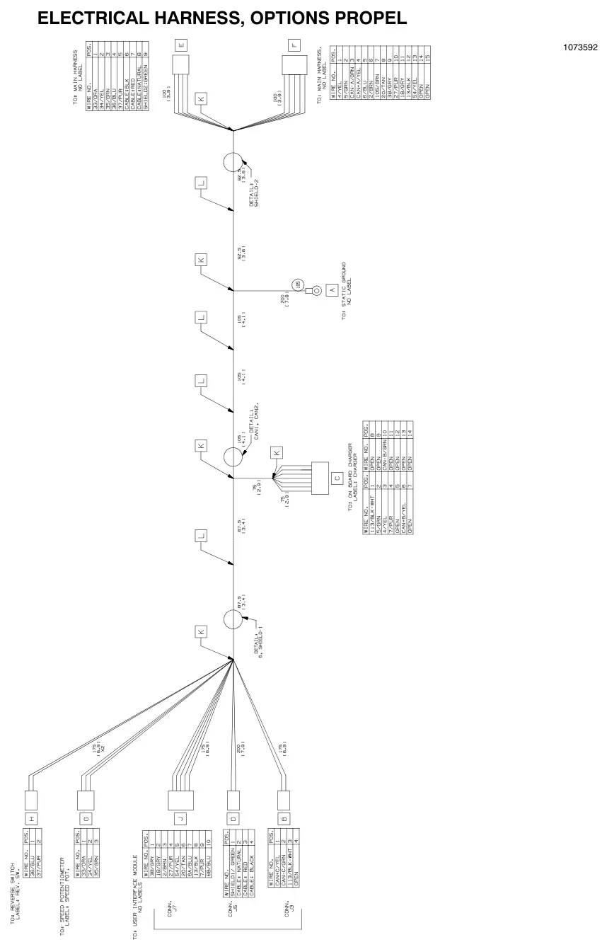 Nobles Speed Scrub 300 electrical harness, options propel (drawing), manual page 114