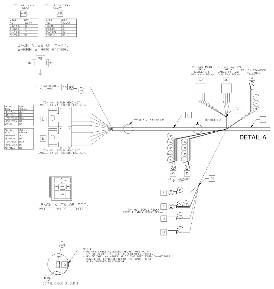 Nobles Speed Scrub 500 electrical harness, main (drawing), manual page 62