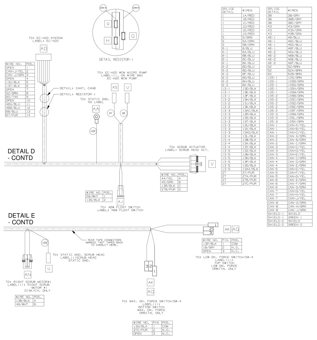 Nobles Speed Scrub 500 electrical harness, main, extra drawing, manual page 65