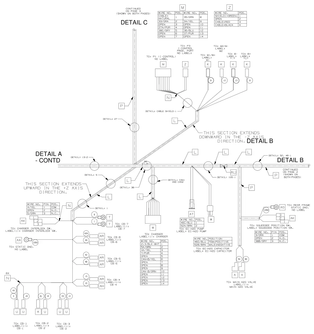 Nobles Speed Scrub 500 electrical harness, main, extra drawing, manual page 63