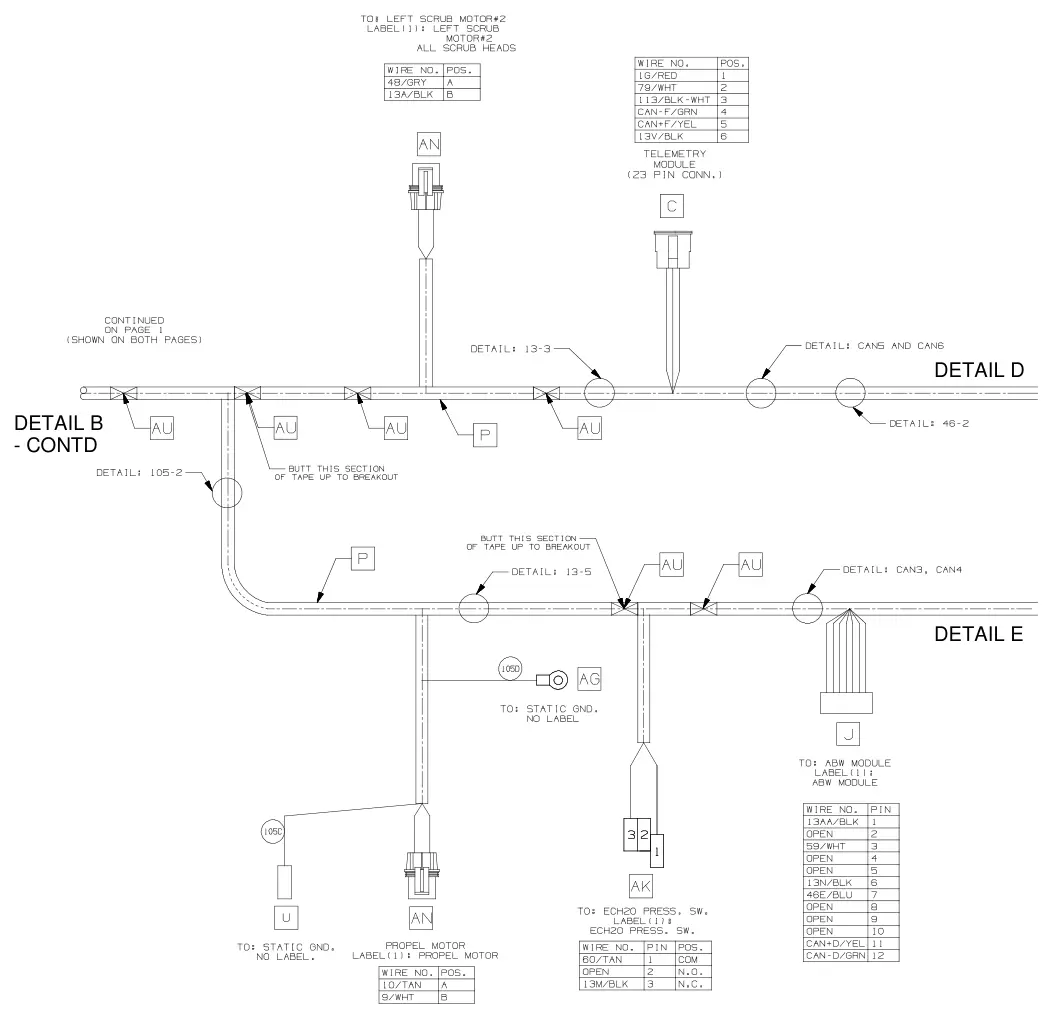 Nobles Speed Scrub 500 electrical harness, main, extra drawing, manual page 64