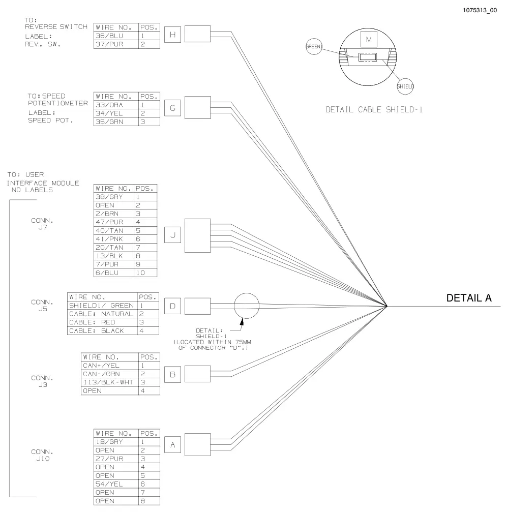Nobles Speed Scrub 500 electrical harness, operator station (drawing), manual page 68